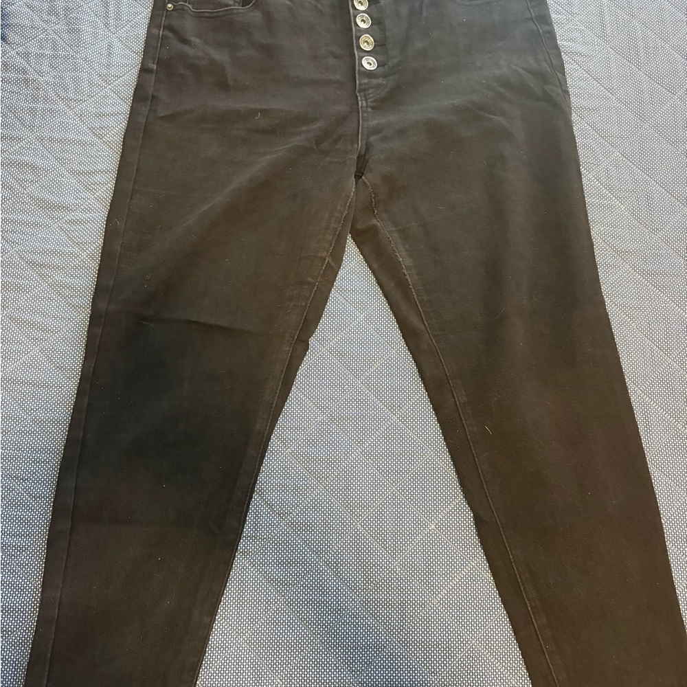 Black Button-Fly Jeans